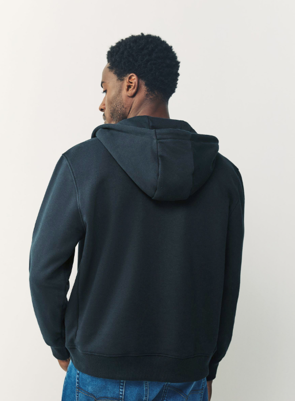 Navy Blue Cotton Rich Heavyweight Jersey Full Zip Hoodie
