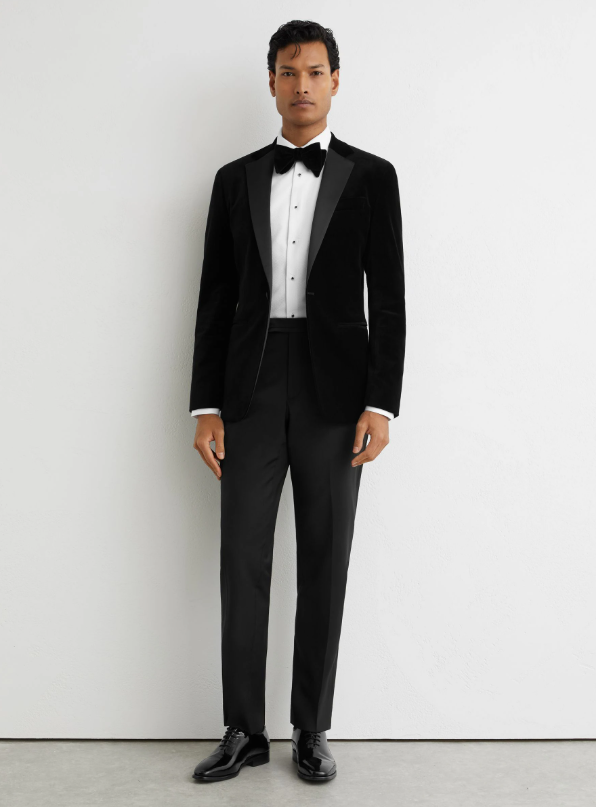 Reiss Black Ace Classic Fit Velvet Single-Breasted Blazer