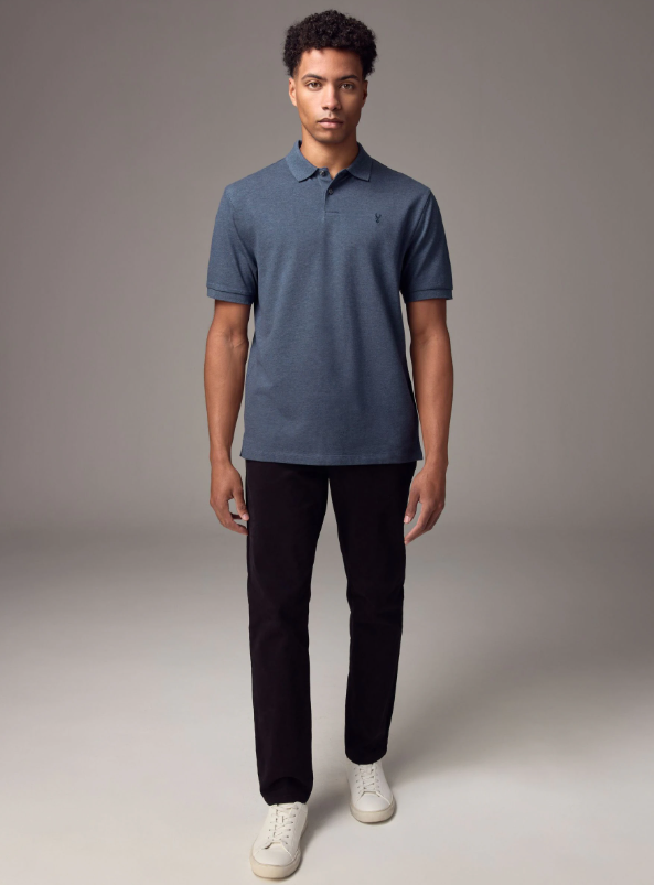 Denim Marl Regular Fit Short Sleeve Pique Polo Shirt