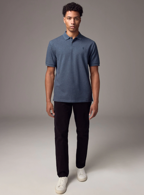 Denim Marl Regular Fit Short Sleeve Pique Polo Shirt