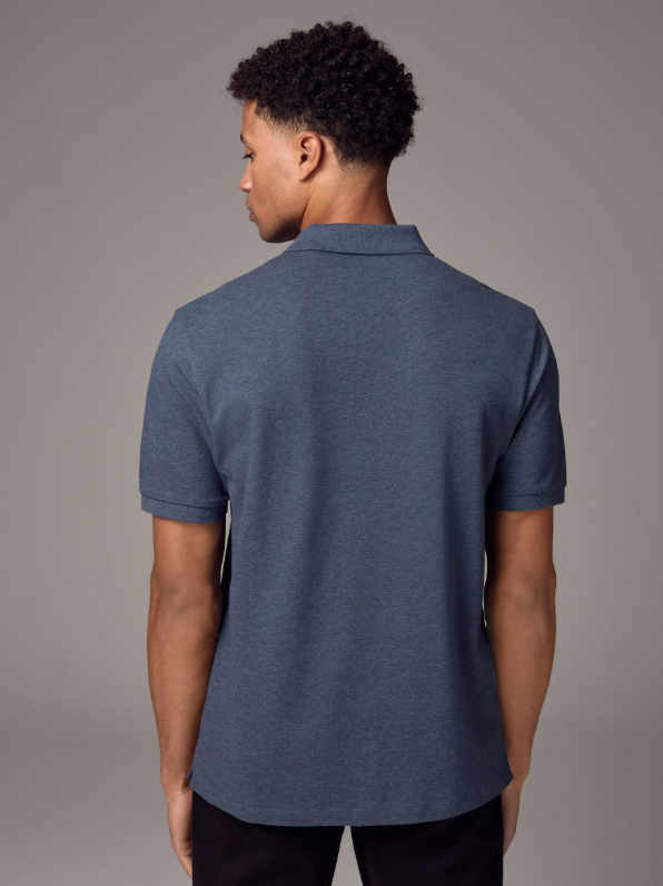 Denim Marl Regular Fit Short Sleeve Pique Polo Shirt